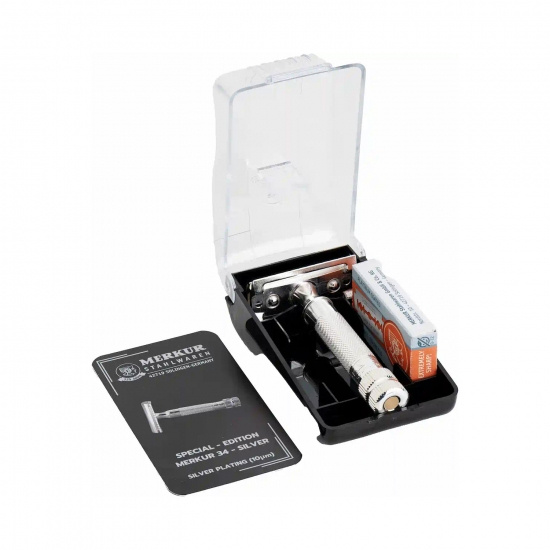 De Razor 34s Silver Plated, Set In Plastic Case (3000) Including 10 Blades