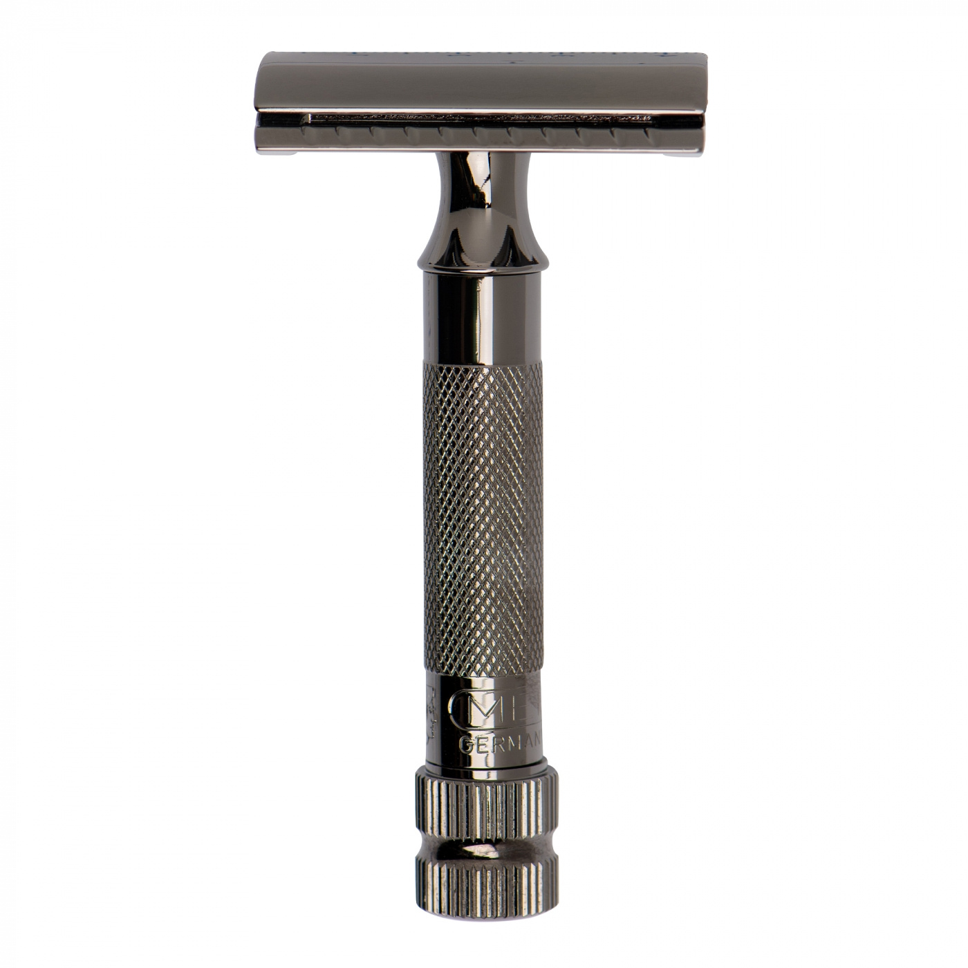 De Razor 34c, Straight Comb, Short Handle, Metallic Grey