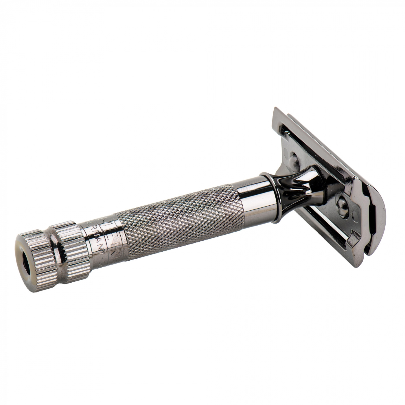 De Razor 34c, Straight Comb, Short Handle, Metallic Grey
