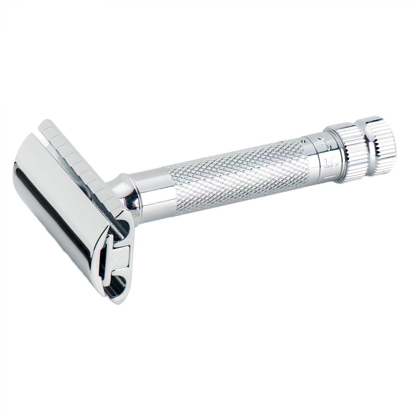 De Razor 34c, Straight Comb, Adjustable Blade Gap, Short Handle, Bright Chrome