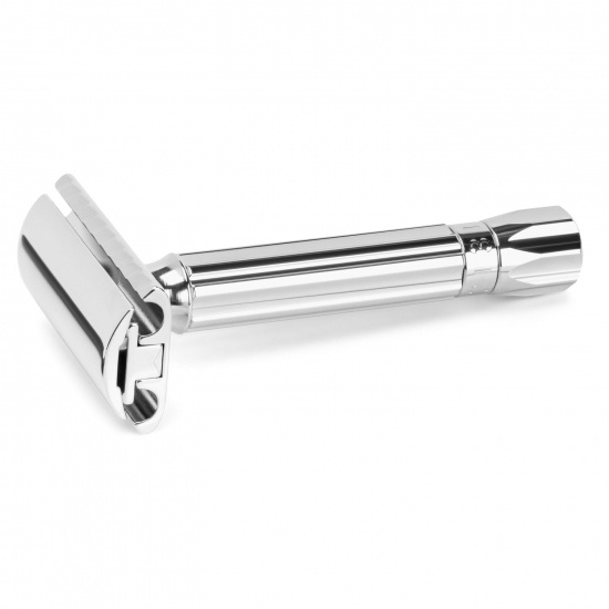De Razor 500c, Adjustable Blade Gap, Short Handle, Metal Knob Bright Chrom
