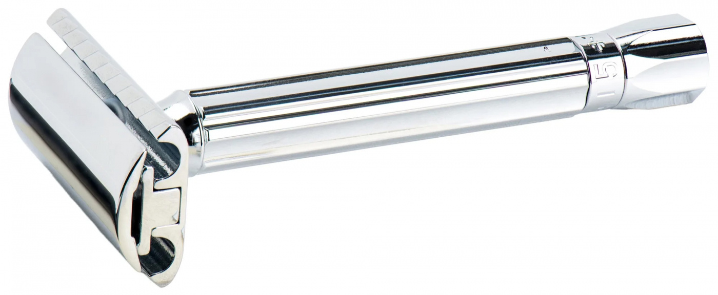 Progress Safety Razor Long Handle - Chrome Knob