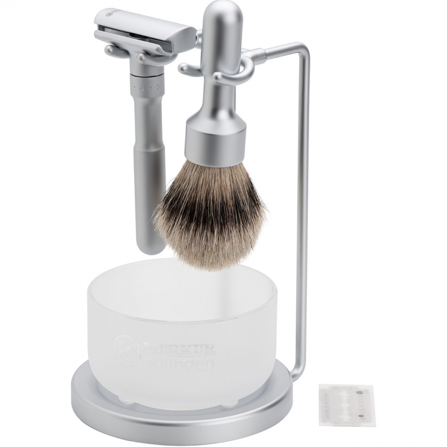 Merkur Futur Shaving Set 750002 - Silvertip Badger
