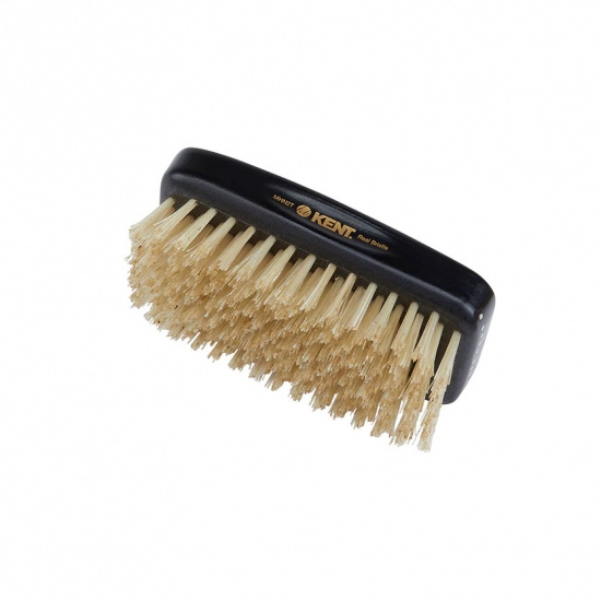 Handmade Ebony Wood Military Style Pure White Bristle Brush