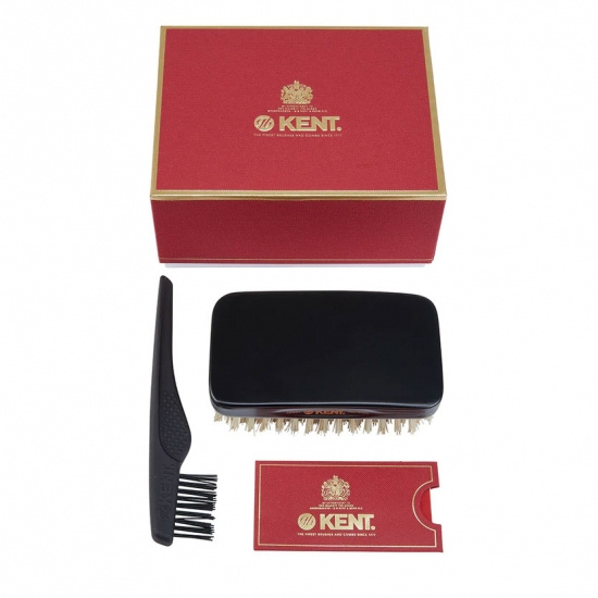 Handmade Ebony Wood Military Style Pure White Bristle Brush