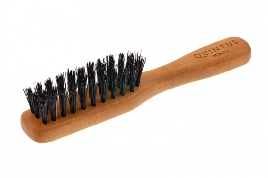 Small Beard Brush Pearwood With Handle - Wild Boar Bristles