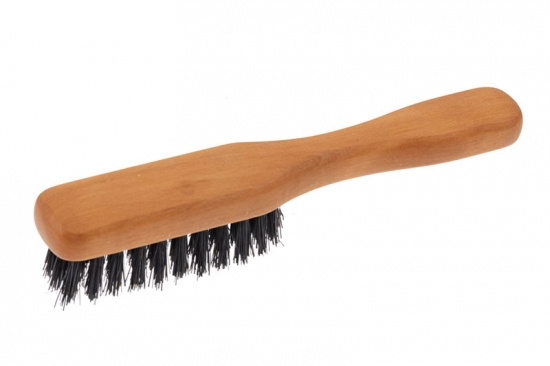 Small Beard Brush Pearwood With Handle - Wild Boar Bristles