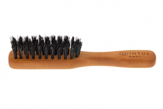 Small Beard Brush Pearwood With Handle - Wild Boar Bristles