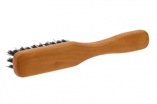 Small Beard Brush Pearwood With Handle - Wild Boar Bristles