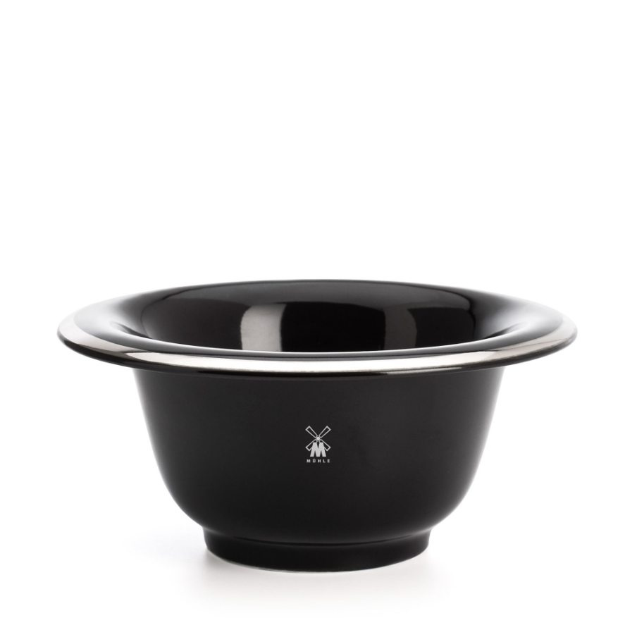 ACCESSORIES Shaving bowl Porcelain, black, platinum rim