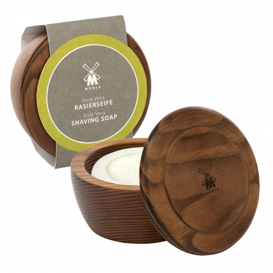 Skin Care Aloe Vera Wodden Bowl With Shaving Soap