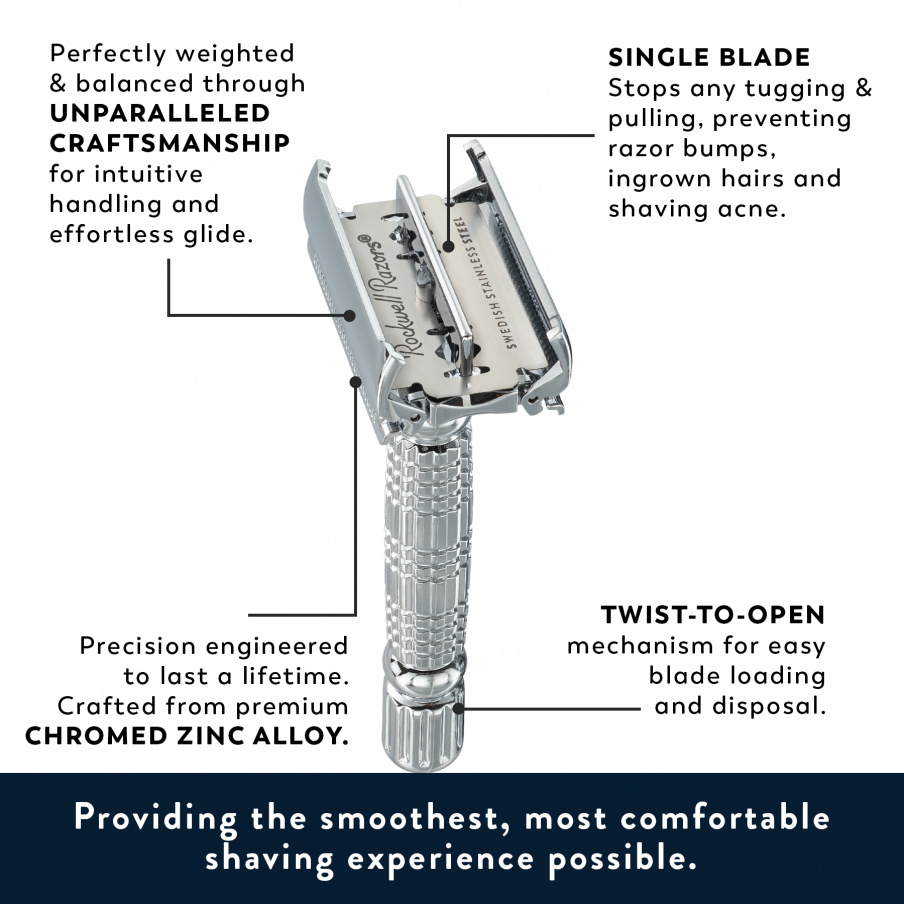 Rockwell R1 Double Edge Safety Razor White Chrome