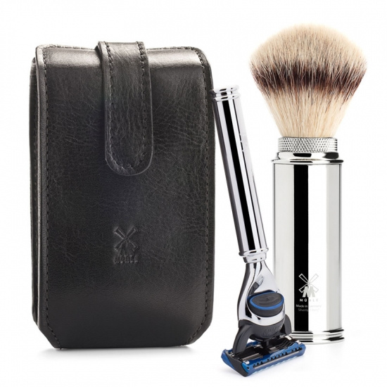 Travel Travel Shaving Kit, Florentine Leather-work Black, With Brush 31 M 20 + r